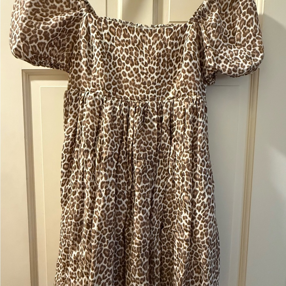 J. Crew Leopard Print Babydoll Dress - Brown & Cream